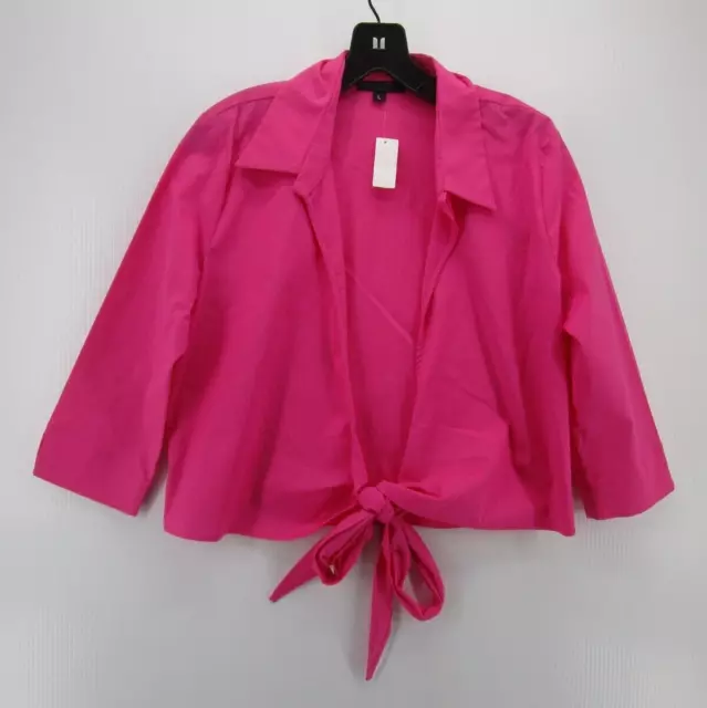 Alice & Trixie Top Women Large Pink Cropped Blouse Tie Front Collared NWT *