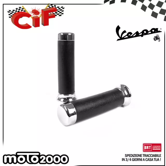 Coppia Manopole Borchie Cromate Tipo Originale Vespa Px Freno Disco 125 150 200