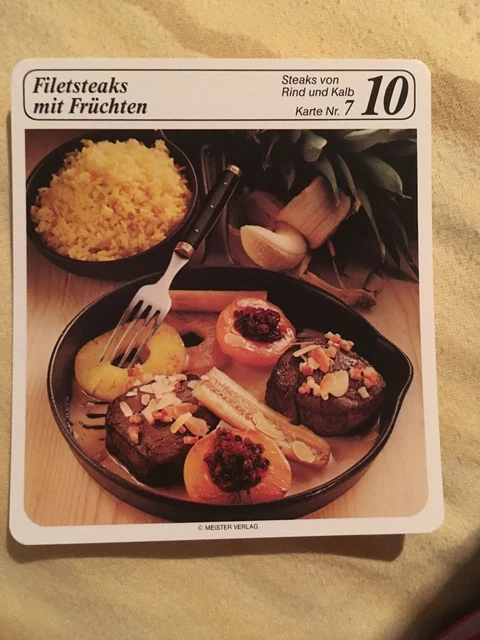 MEISTER VERLAG MEISTERKOCH Rezeptkarte Kochrezept NEU:Filetsteaks mit ...