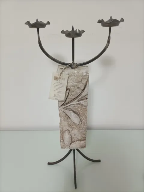 Candelabro artigianale in Ferro e Pietra Fan Art