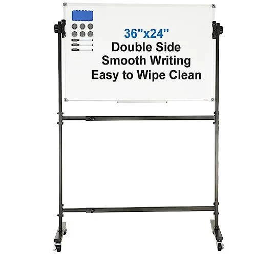 ROLLING WHITEBOARD, DoubleSided Mobile 36x24 rolling