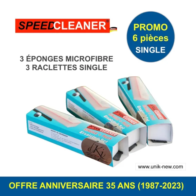 KIT PROMO 3 rechanges complètes raclette + éponge SPEEDCLEANER Single lave-vitre