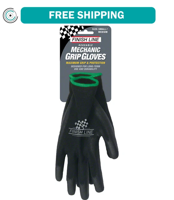 Finish Line Mechanic's Grip Gloves SM MD Latex Free Polyurethane