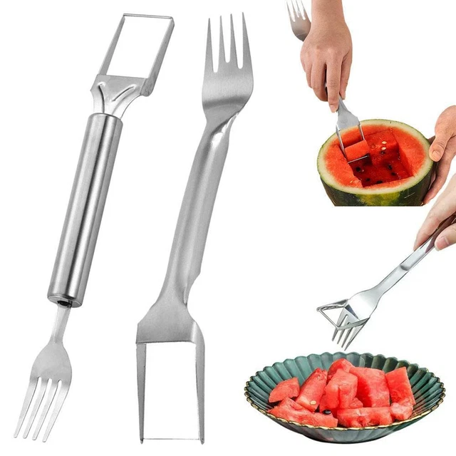 thumbnail image 2 of 2-in-1 Stainless Steel Watermelon Slicer And Fork – Easy Fruit Cutter Tool 2 of 2