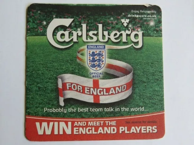 Beer Coaster ~ CARLSBERG Brewery ~ DENMARK ~*~ England Players Sports Team Talk
