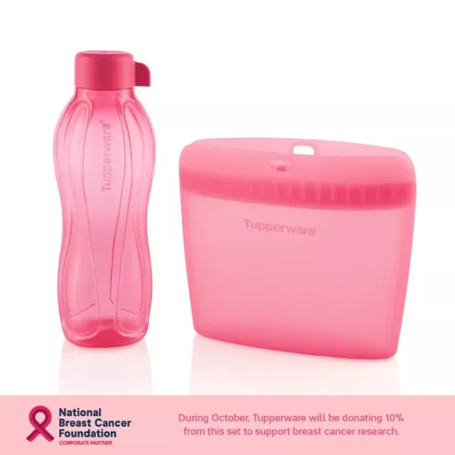 NEW Tupperware PrettyIn Pink Dream Set Silicone Small Bag Large Eco Water Bottle
