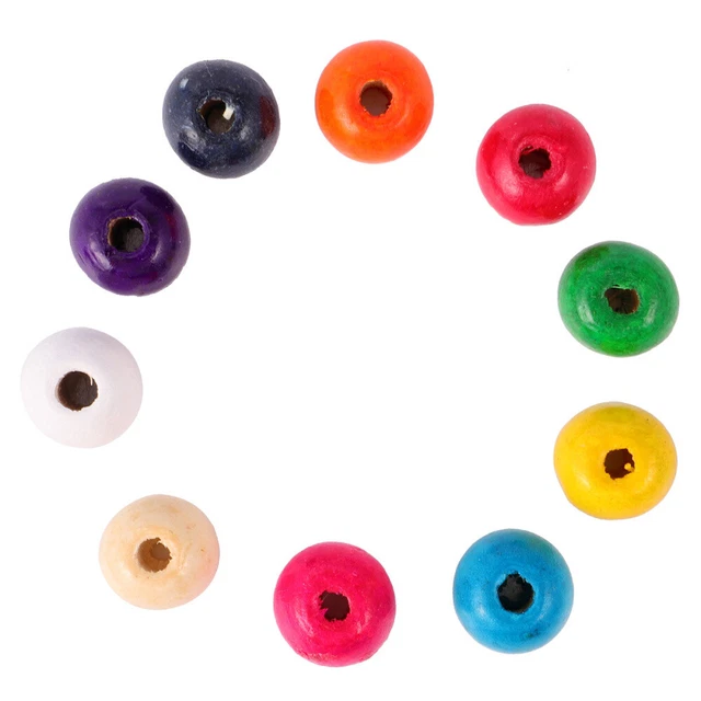 Wood Craft Beads Shape Wooden Necklace Kit Child Beaded Natural