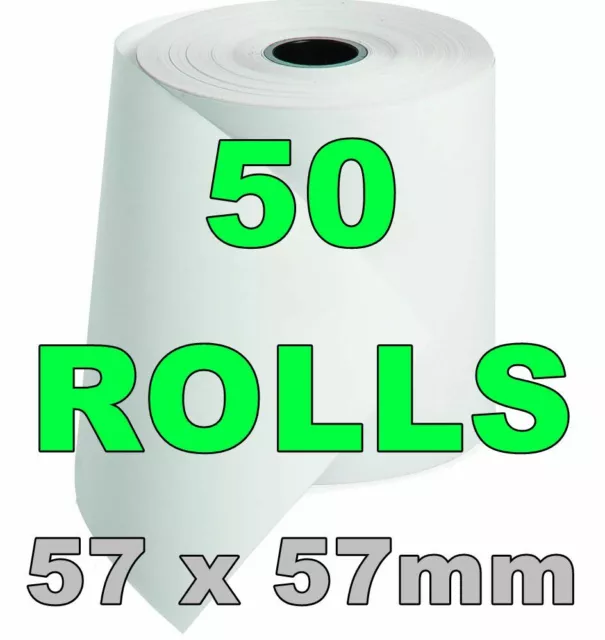 50 x Thermal 57x57 mm EFTPOS Receipt Paper POS Retail Docket Rolls 57 57mm 50X