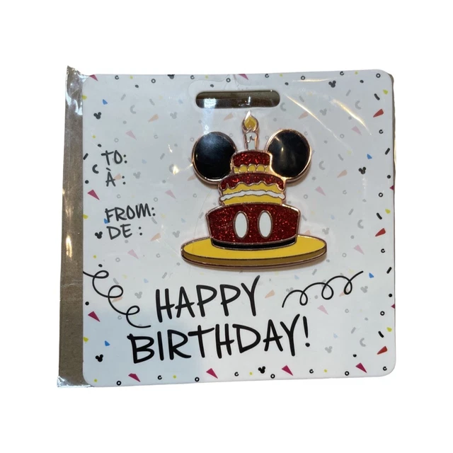 DISNEY MICKEY MOUSE Happy Birthday Cake Pin On Card 2020 Official 