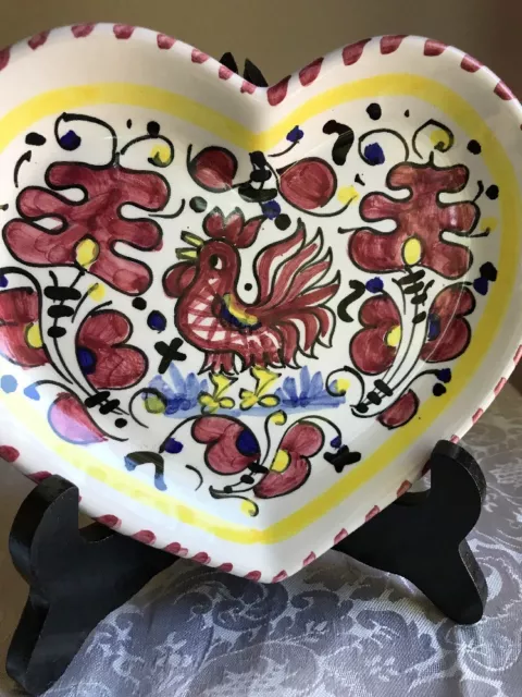 Italian Pottery Hand Painted Heart Dish Sambuco Mario & Co. 3