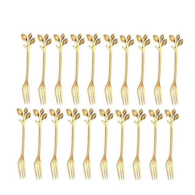 20 piezas Vajilla de acero inoxidable Tenedor de frutas Vajilla Aperitivo Snack Desser U3C4