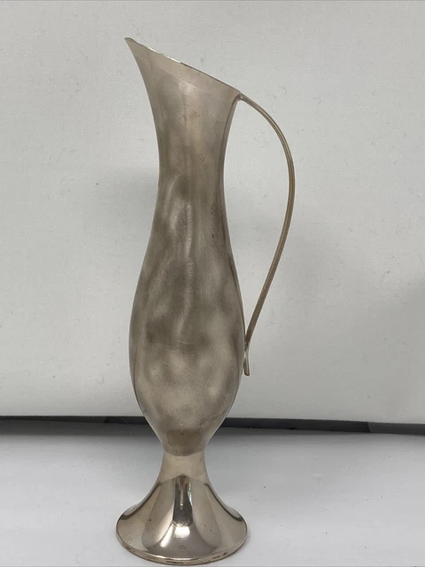 German Wmf Ikora Art Deco Brushed Silverplate 7.5” Bud Vase