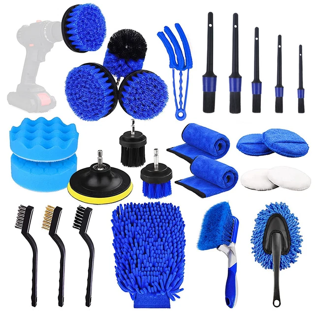 26PCS CAR WASH Cleaning Kit Detailing Drill Brush Interior Exterior