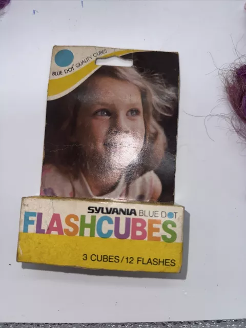 Cubos de flash para cámara de puntos azules Sylvania de colección 3 (12 flashes) Juegos Olímpicos de 1970 nuevo en caja nuevo de lote antiguo