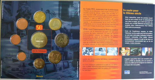 Belgien Kursmünzensatz 2003  „50 J. Belgisches Fernsehen“ 3
