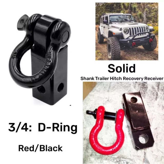 Shackle Hitch Receiver with D Ring Bow Shackle Trailer Off Road Pulling Solid 2"