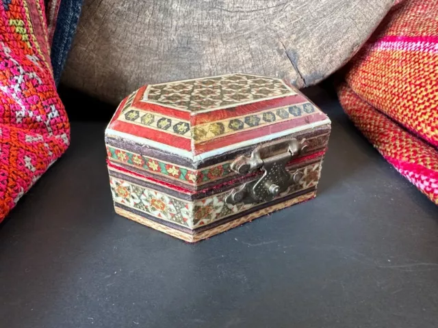 Old Persian Inlaid Box with Red Velvet Lining …beautiful collection and display 3