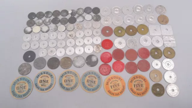 Lot Of 100+ Vintage Sales Tax Tokens - Kansas, Oklahoma, Colorado, Missouri