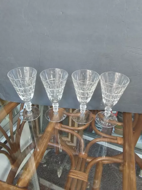 Vintage Crystal Glass Seneca Regina Water Wine Glass Goblet Set 4