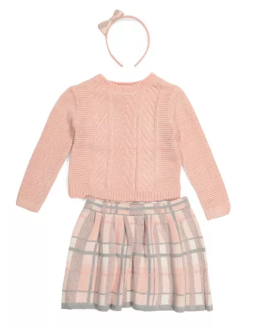 Tommy Bahama-Toddler Girls Chenille Sweater Plaid Skirt Set w/Headband-4T-NEW!!