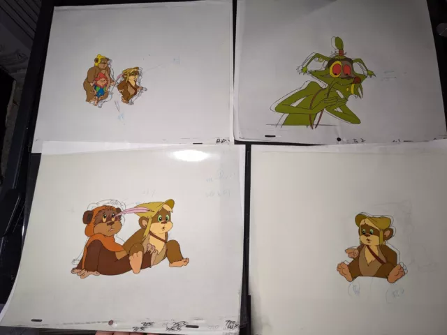 EWOKS animation cels BACKGROUND production art  Vtg Star Wars Toys Figures I11