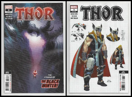 THOR 3 & 4 (2nd 3rd PRINT) 1st BLACK WINTER COVER Donny Cates Marvel 2020 NM- NM