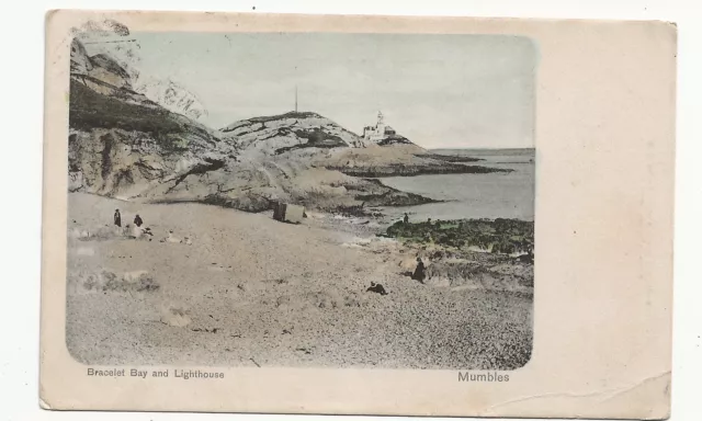 1904 Postcard Bracelet Bay  & Lighthouse Mumbles Swansea Wales Postmark