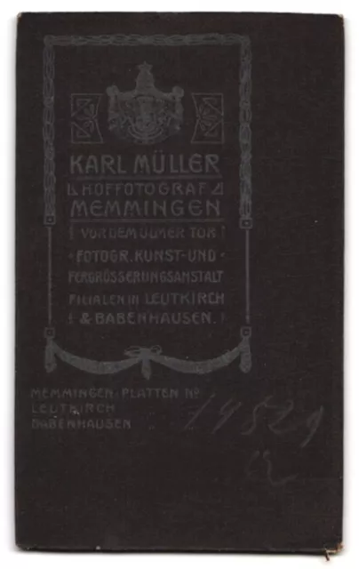 Fotografie Karl Müller, Memmingen, Herr im Anzug mit Bart CDV /Kabinett-Foto 2