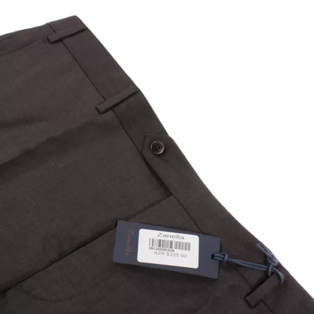 Zanella NWT Flat Front Dress Pants Size 42 US Devon Brown 100% Wool