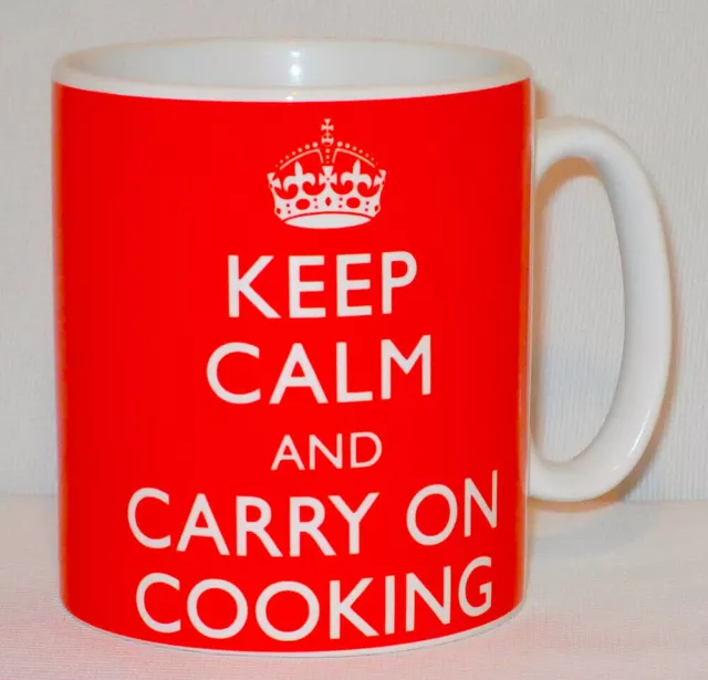 Keep Calm And Carry On Cooking Mug Can Personalise Great Chef Cook Baker Gift