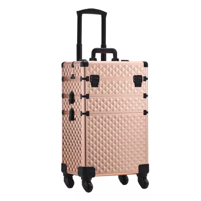 Beautify Make Up Trolley Beauty Cosmetic Travel Box Rose Gold Storage Organiser