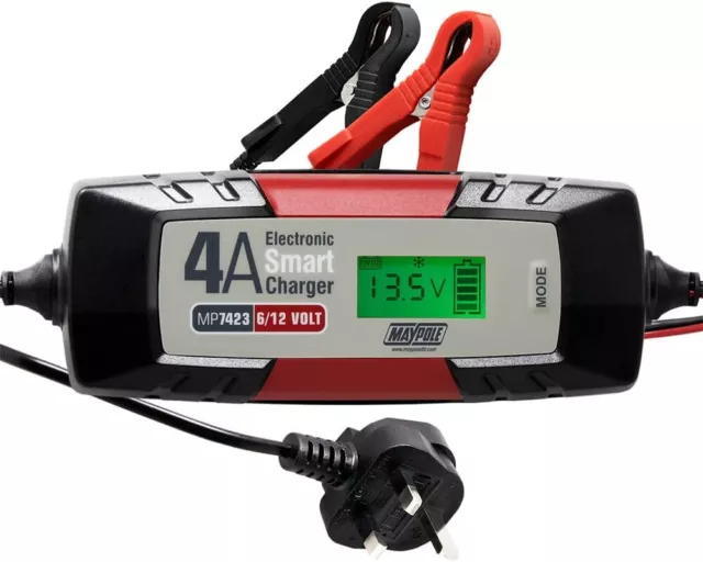 Maypole 4A Dual Voltage 6/12V Elektronisch Smart Auto Akku Ladegerät Vollautomatisch