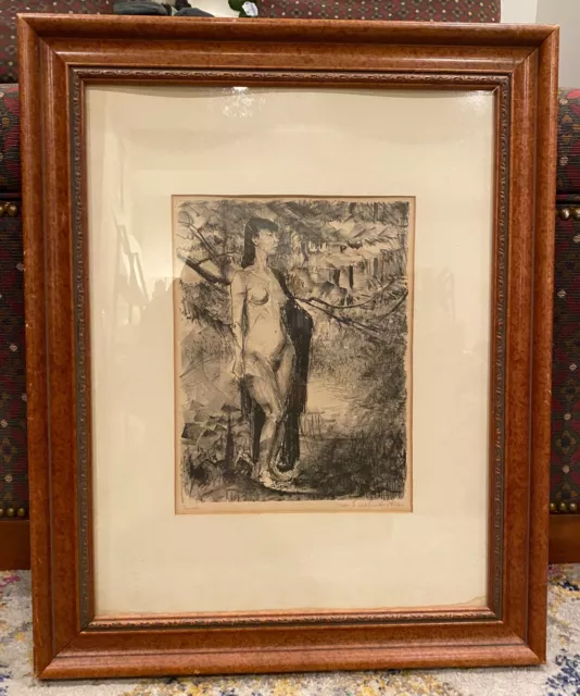 Elsa E. Ulbricht Nude Woman Milwaukee Wisconsin Lithograph Framed