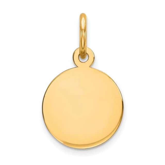 14k Yellow Gold Circular Engravable Disc Charm Pendant Round Plain Fine Jewelry
