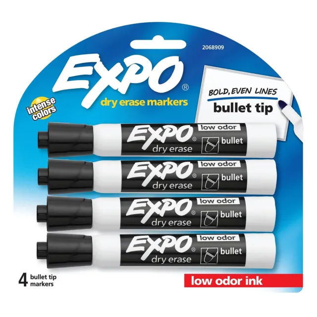 Expo Dry Erase Markers Bullet Tip Black 4/Pack (2081801)