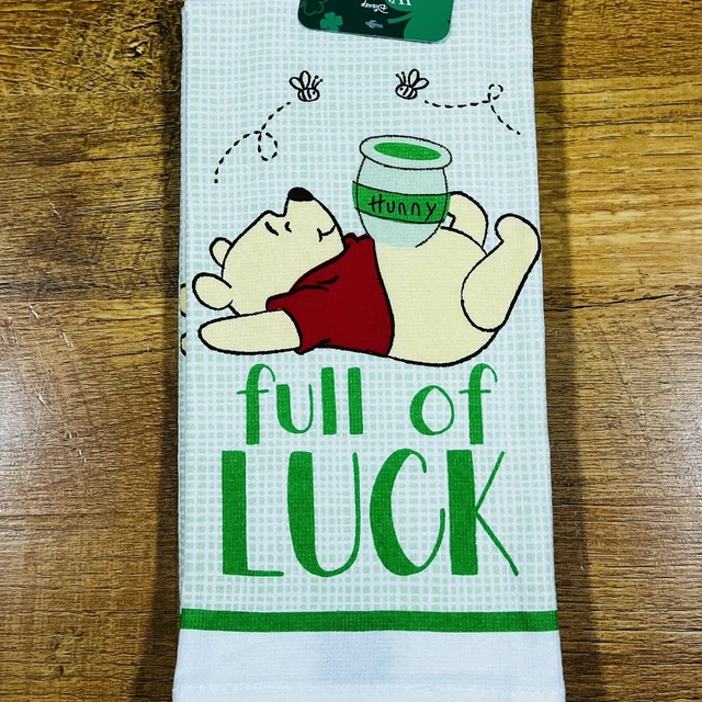 Paquete de 2 toallas de mano de cocina Disney Winnie the Pooh día de San Patricio lleno de suerte