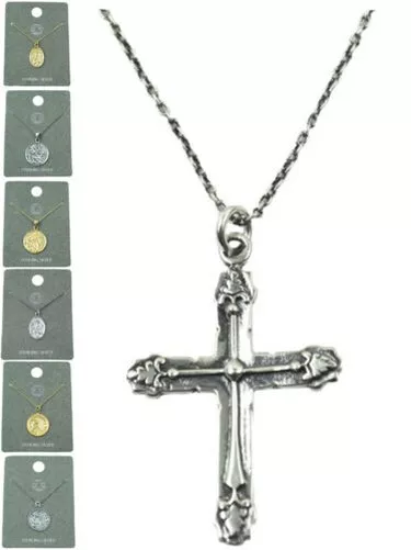 Womens Sterling Silver Necklace Pendant Plated Jesus Cross Chain Jewellery New