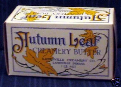 Vintage 1940's Autumn Leaf Waxed Creamery Butter Box Lanesville, Ind Old Stock
