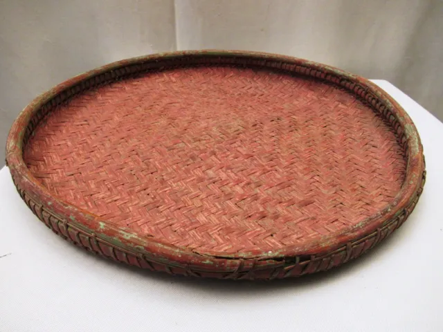 Antique Burmese Basketry Sieve For Rice And Sesame for Kitchen Burma painted " 2 7