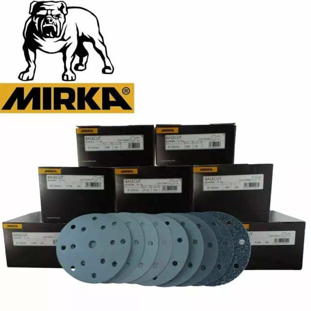 Mirka Basecut HookNLoop 150mm Sanding Discs 10/25/50/100 6" Abrasive