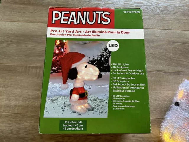 Peanuts 18” Snoopy 3-D Tinsel Lighted Light Up Christmas Sculpture Original Box 2