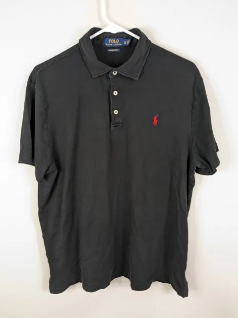 Polo Ralph Lauren Polo Shirt Men's Extra Large Black Custom Slim Fit Stretch