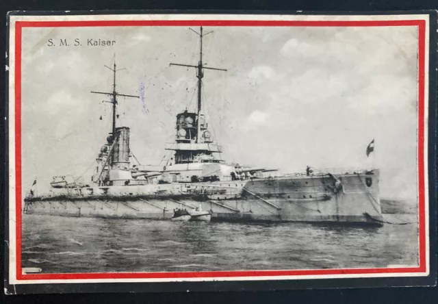 WWI Kaiserliche Marine Feldpost Germany Real Picture Postcard Cover SMS Kaiser