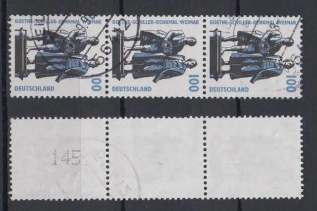 Bund 1934 RM 3er Streifen mit neuer ungerader Nummer SWK 100 Pf gestempelt /3