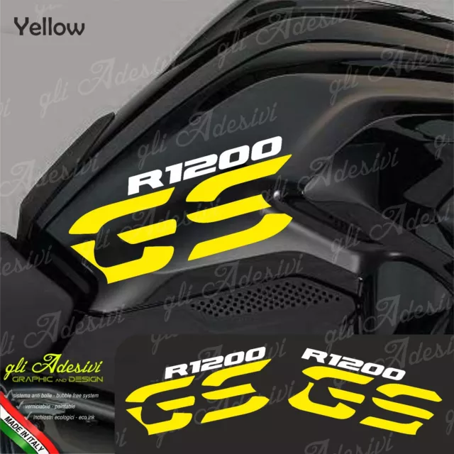 Set Adesivi Fianco Serbatoio Moto BMW R 1200 gs LC Yellow 2013 / 2016