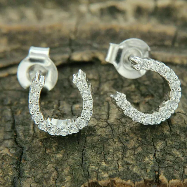 1.10Ct Round Cut Simulated Diamond Horseshoe Stud Earrings 925 Sterling Silver