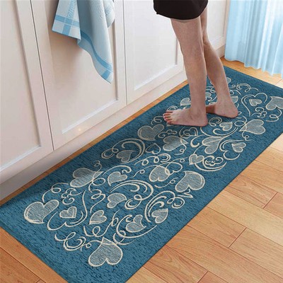 Blue Tappeto cucina antiscivolo tessitura 3D moderno passatoia bordata bagno cuori 