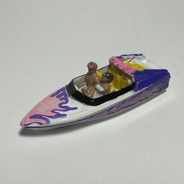 Micro Machines Cigarette Boat w/ Passengers (1991) Speed Motor White Pink Purple
