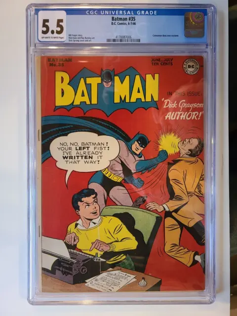 Batman # 35 Dc 1946 Cgc 5.5 Sprang Cover Catwoman In New Costume