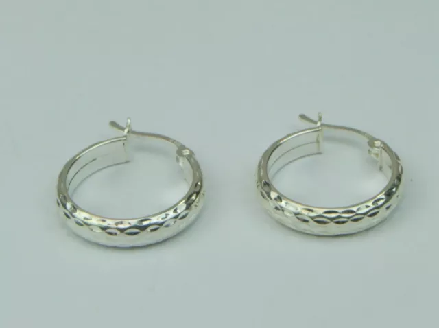 Silver (Stamped 925) Ladies Curved Patterned Hoop Creole Style Earrings *UK*